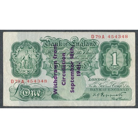 Peppiatt Guernsey Overprint £1 1941 D79A