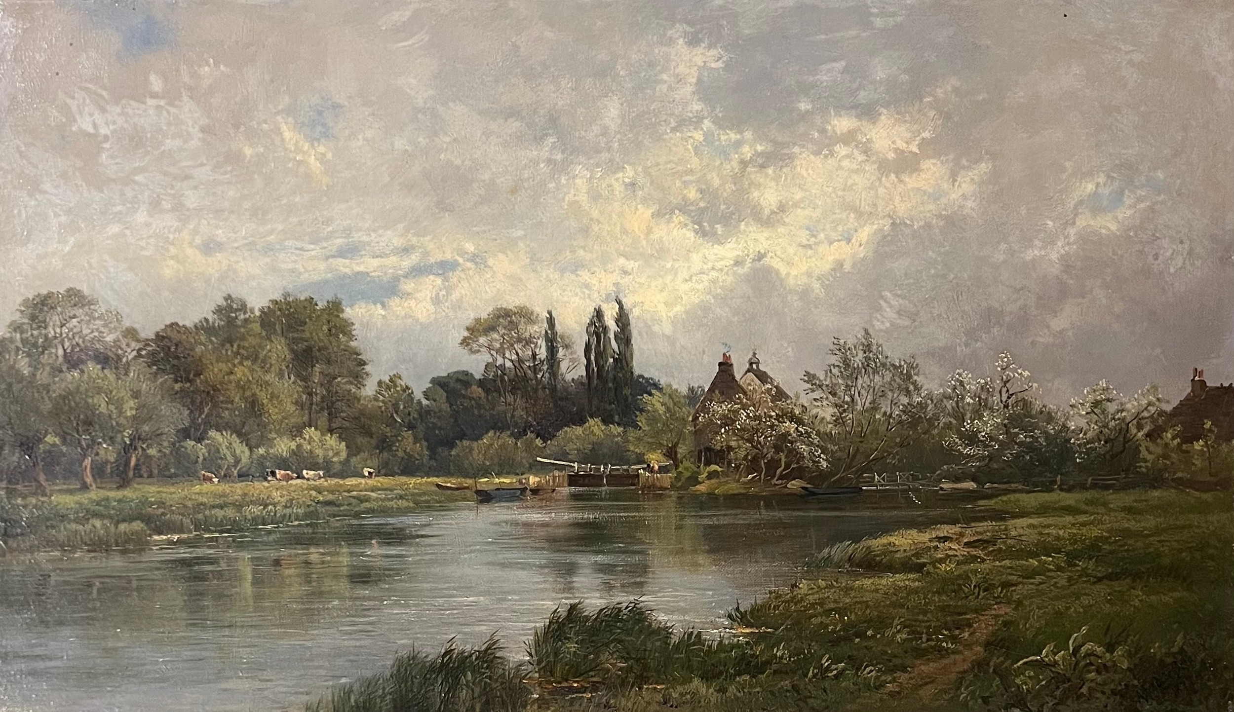 Alfred De Breanski Sr (British, 1852 1928), River Landscape, Oil On Canvas, 1877