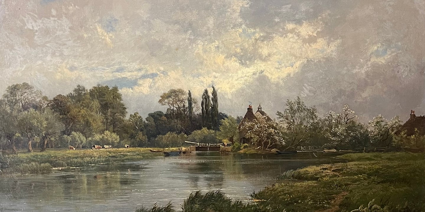 Alfred De Breanski Sr (British, 1852 1928), River Landscape, Oil On Canvas, 1877