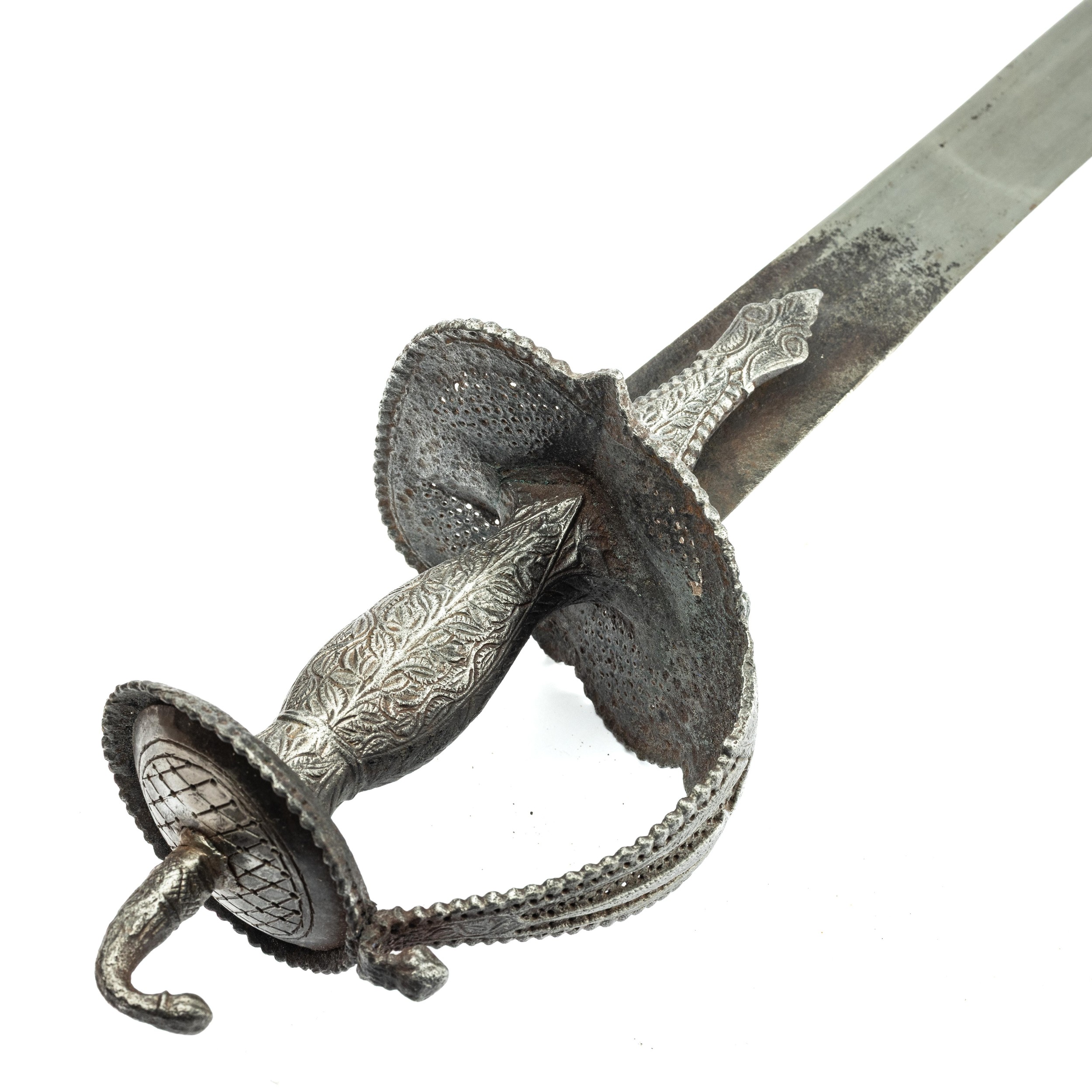 Pakistan, A 18Th Century Curved Talwar With Blue Velvet Scabbard