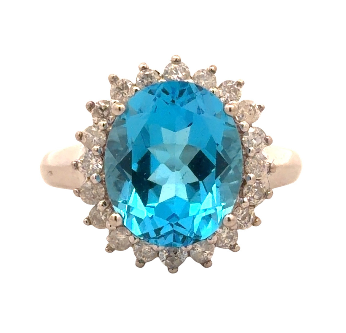 TOPAZ AND DIAMOND CLUSTER RING