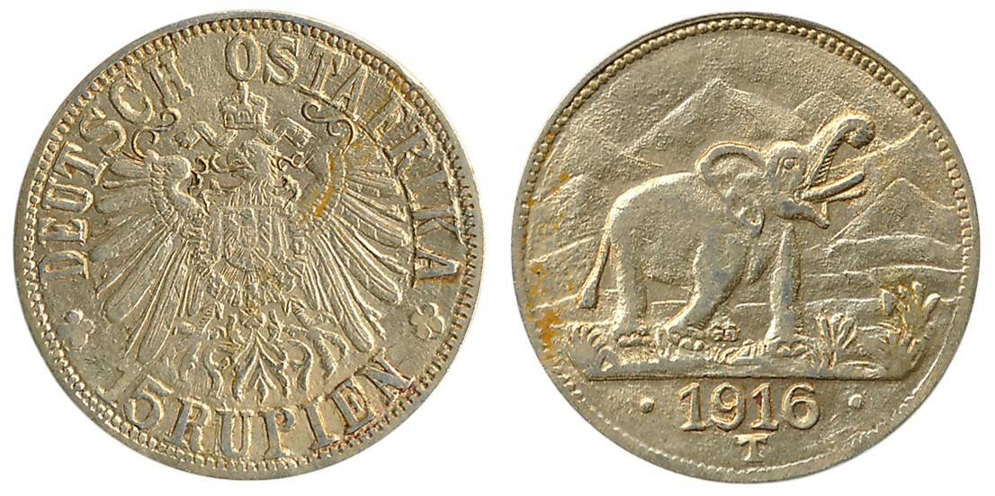 German East Africa, 1916 Wilhelm II Gold 15 Rupien Tabora Mint. XRF Tested As 18Ct. VF