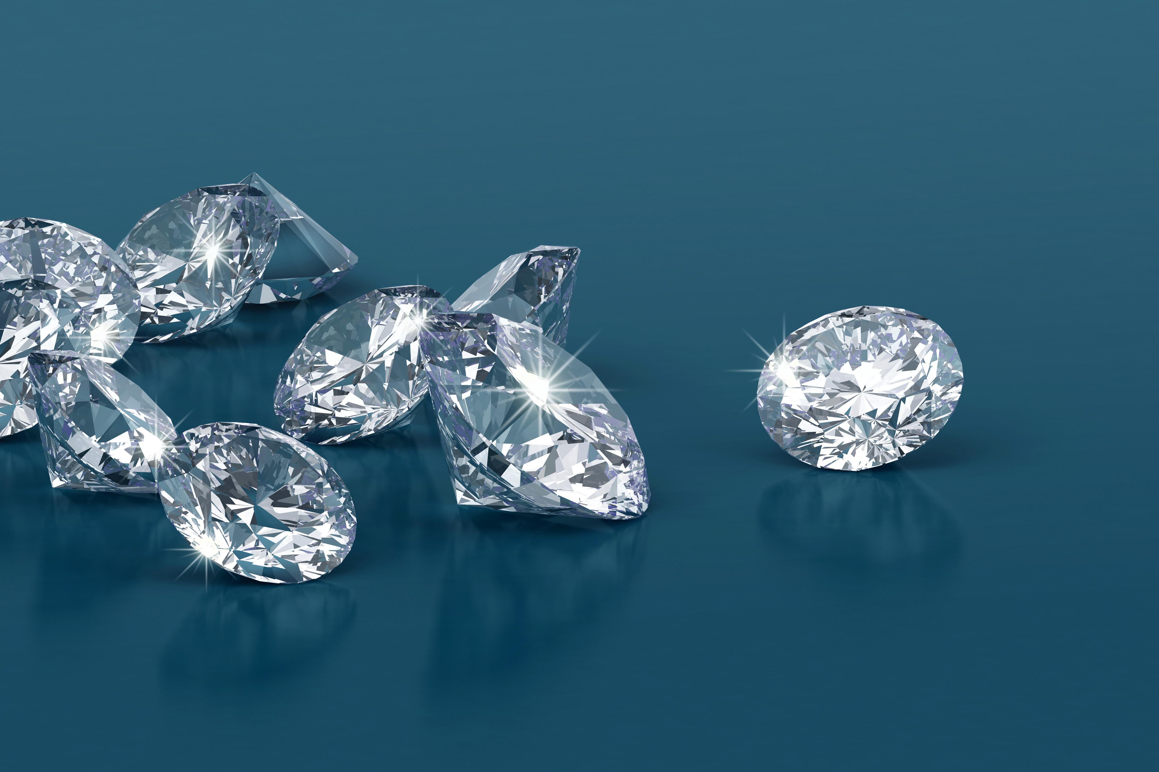 Sparkling diamonds resting on a surface