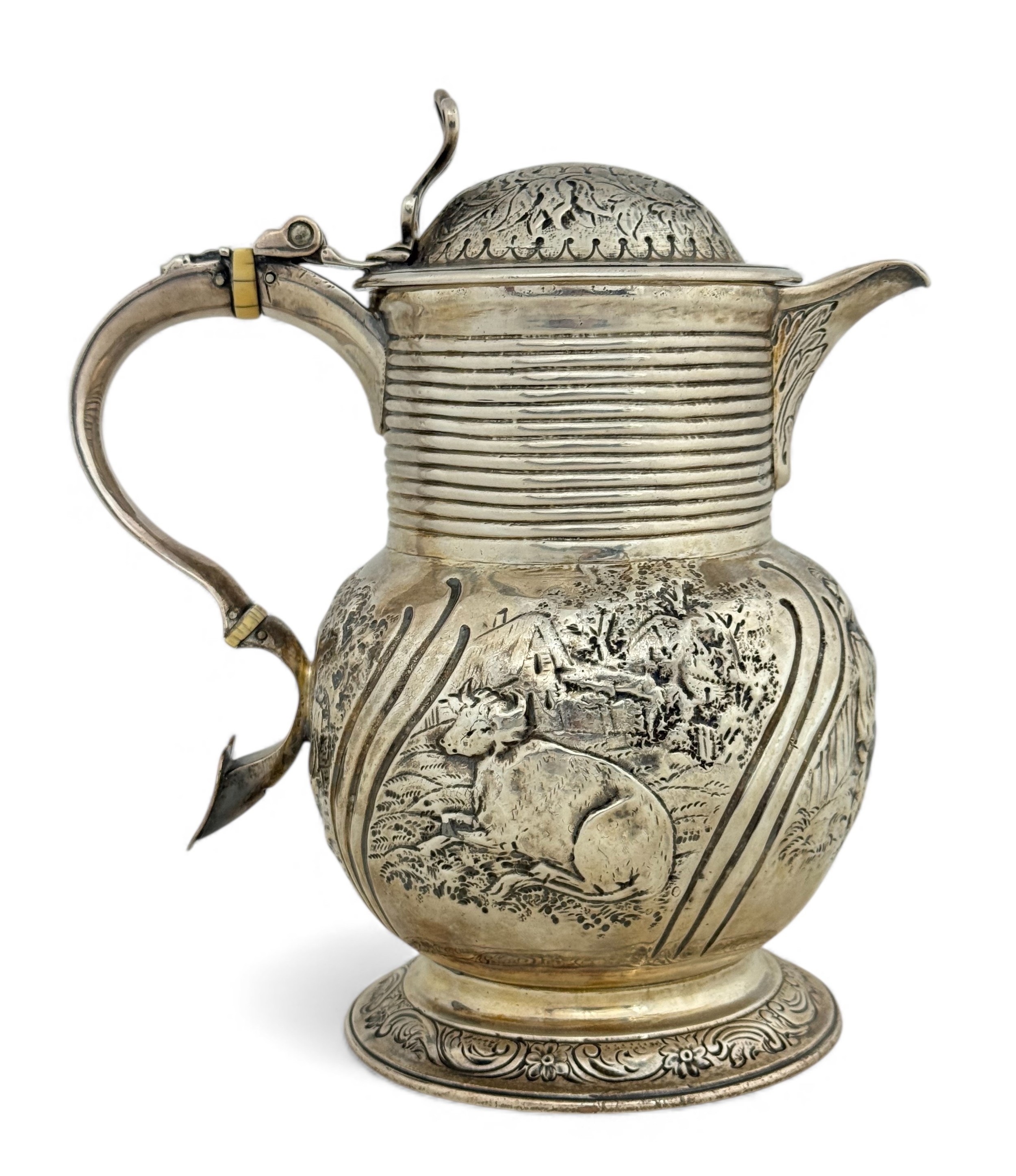 An Early George III Silver Jug Decorated With Pastoral Scenes, By Thomas Whipham & Charles Wright, London 1765