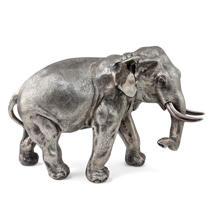 Large Silver Elephant Model